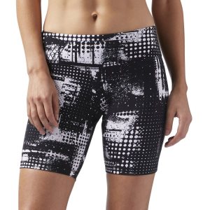 Spodenki Damskie Reebok LES MILLS - All Over Print Czarne/Białe PL 26EIQGN